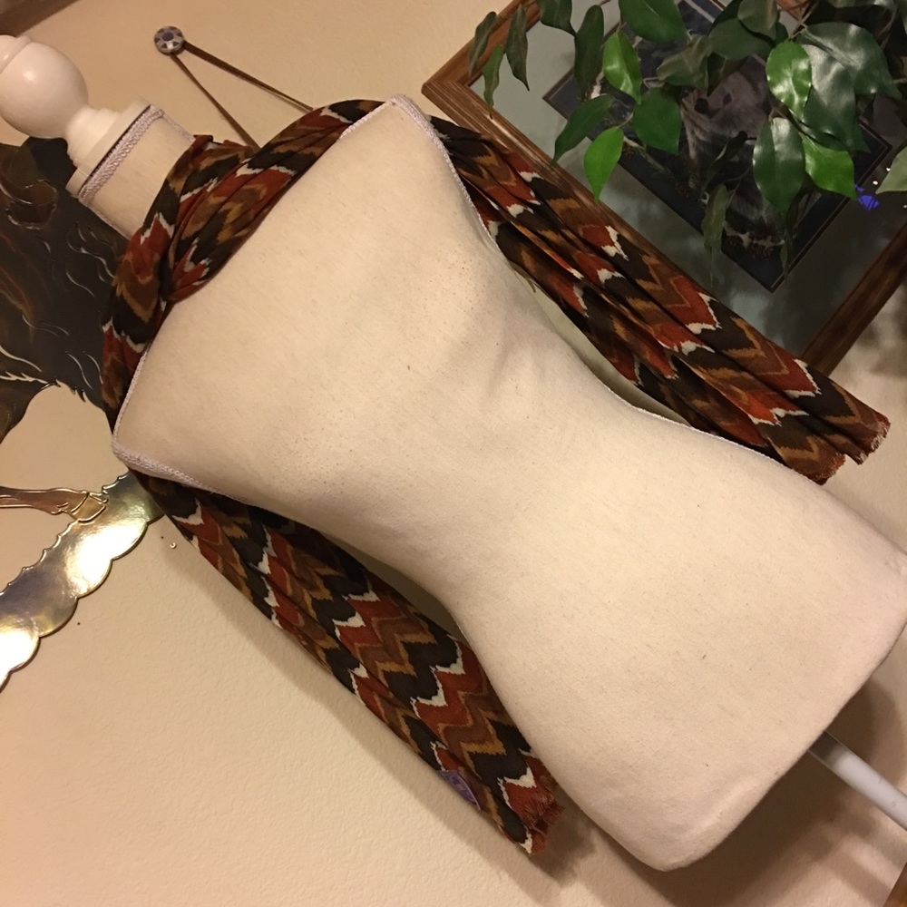 Curations Brown Chevron Pattern Scarf Wrap 78”L - image 3